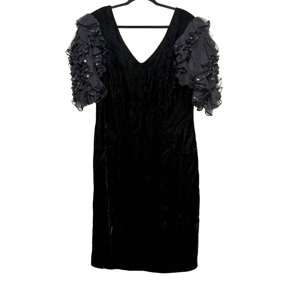 Vtg Betsy & Adam Whimsigoth Velvet Dress Women Sz 14W‎ Gothic Glam Dark Romantic
